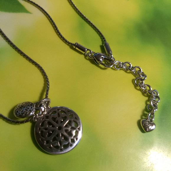 Brighton silver 3D round drop pendant with celtic cut outs NWOT - Picture 2 of 5